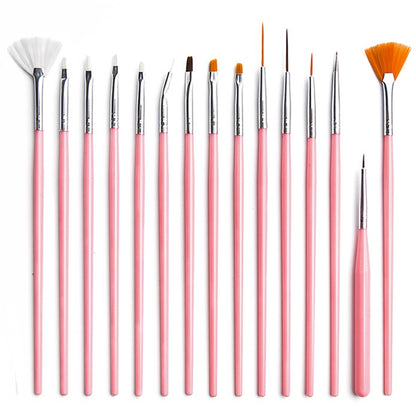 200207 15Pcs/Set Paint Brushes Oil Watercolor Painting Nail Art Nylon Hair Brushes Kit