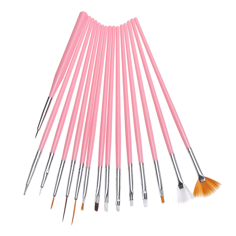 200207 15Pcs/Set Paint Brushes Oil Watercolor Painting Nail Art Nylon Hair Brushes Kit