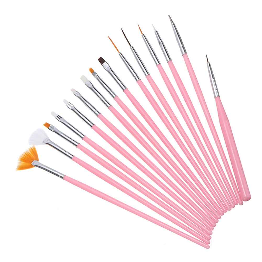 200207 15Pcs/Set Paint Brushes Oil Watercolor Painting Nail Art Nylon Hair Brushes Kit