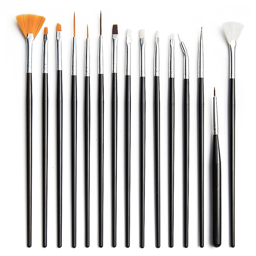 200207 15Pcs/Set Paint Brushes Oil Watercolor Painting Nail Art Nylon Hair Brushes Kit
