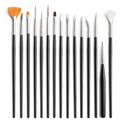 200207 15Pcs/Set Paint Brushes Oil Watercolor Painting Nail Art Nylon Hair Brushes Kit