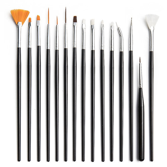 200207 15Pcs/Set Paint Brushes Oil Watercolor Painting Nail Art Nylon Hair Brushes Kit