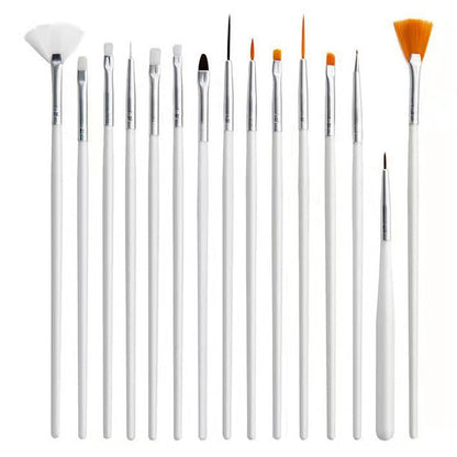 200207 15Pcs/Set Paint Brushes Oil Watercolor Painting Nail Art Nylon Hair Brushes Kit