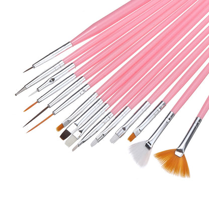 200207 15Pcs/Set Paint Brushes Oil Watercolor Painting Nail Art Nylon Hair Brushes Kit
