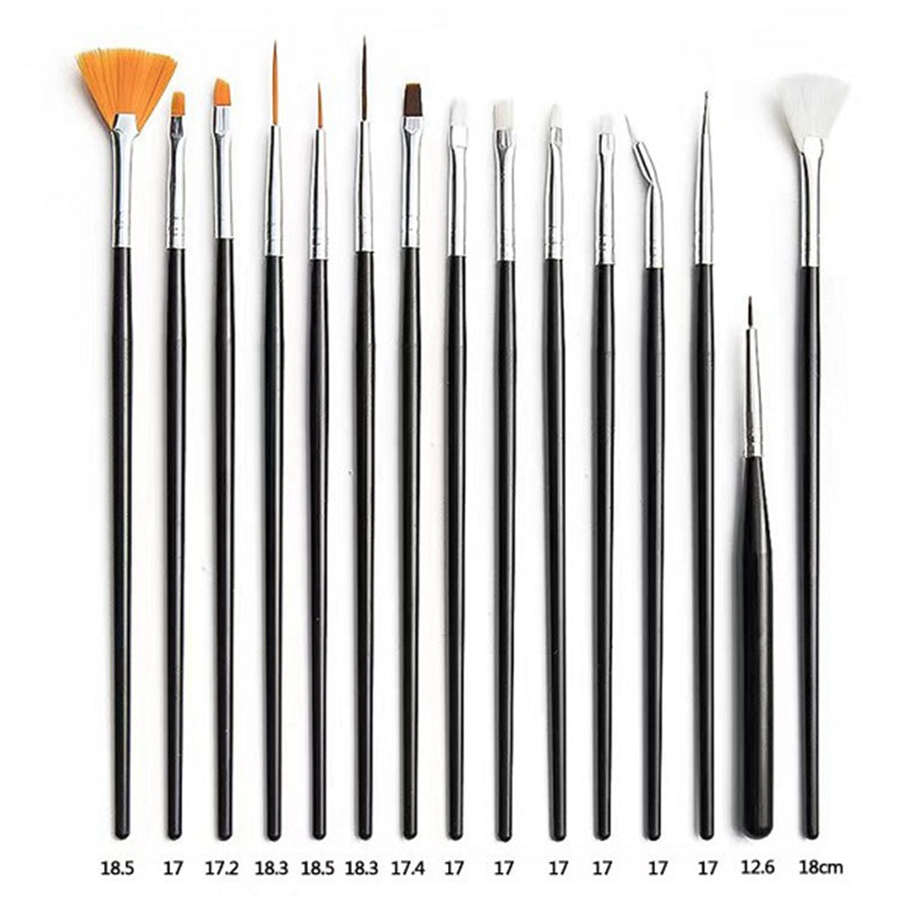 200207 15Pcs/Set Paint Brushes Oil Watercolor Painting Nail Art Nylon Hair Brushes Kit