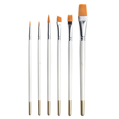 2103116 6Pcs/Set Wood Handle Paint Brushes Watercolor Gouache Acrylic Painting Nylon Hair Paintbrushes Kit