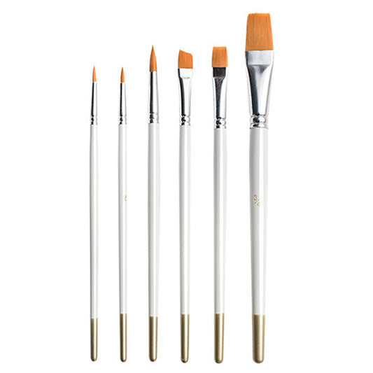 2103116 6Pcs/Set Wood Handle Paint Brushes Watercolor Gouache Acrylic Painting Nylon Hair Paintbrushes Kit