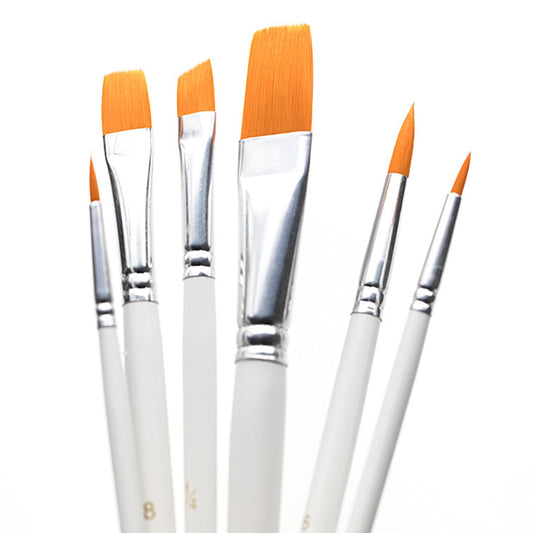 2103116 6Pcs/Set Wood Handle Paint Brushes Watercolor Gouache Acrylic Painting Nylon Hair Paintbrushes Kit