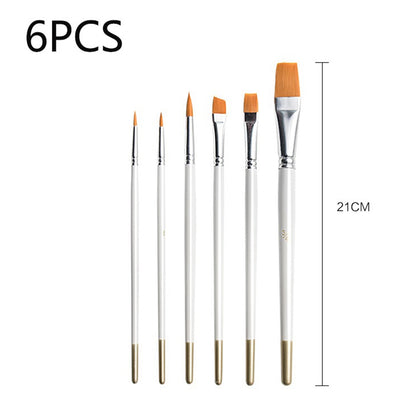 2103116 6Pcs/Set Wood Handle Paint Brushes Watercolor Gouache Acrylic Painting Nylon Hair Paintbrushes Kit