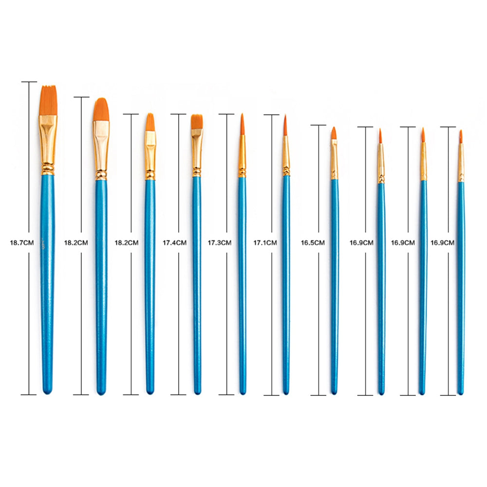 20101510 10Pcs/Set Wood Handle Paint Brushes Acrylic Oil Watercolor Painting Artist Nylon Hair Brushes Kit