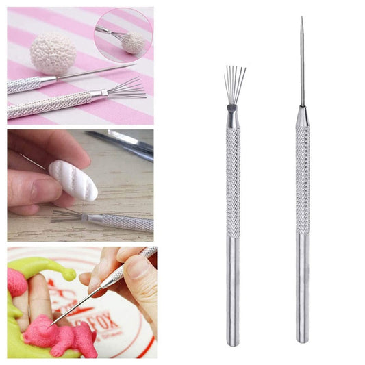 21072802 2Pcs/Set Feather Pin + Detail Needle Wire Texture Pottery Clay Tools Set Texture Brush Ceramics Modeling Pottery Clay Tool