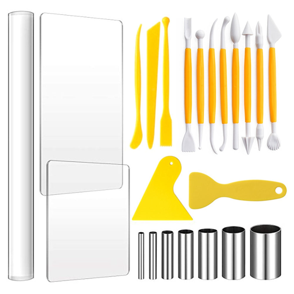 21041223 23Pcs for Home/School Ceramic Clay DIY Carving Tools Set Stainless Steel Cutter Molds Carving Knives Acrylic Sheet Scrapers