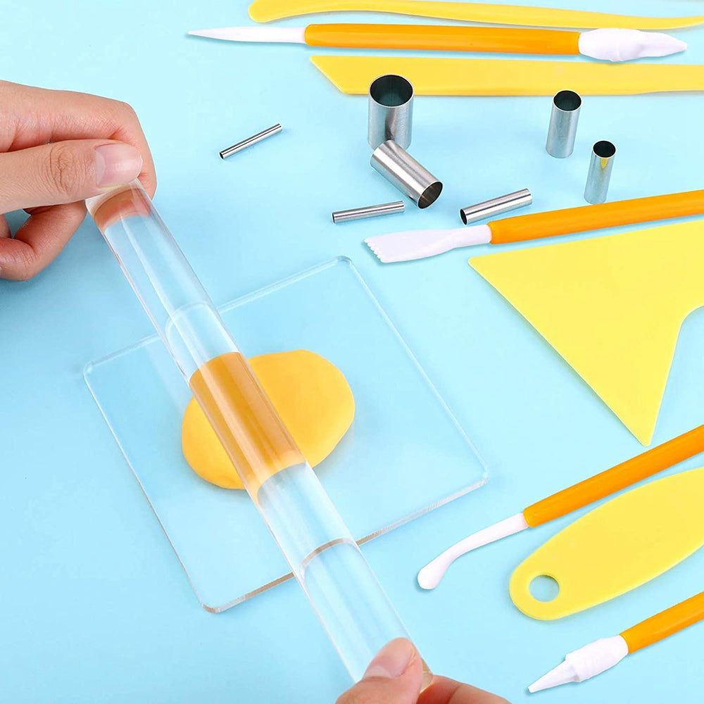21041223 23Pcs for Home/School Ceramic Clay DIY Carving Tools Set Stainless Steel Cutter Molds Carving Knives Acrylic Sheet Scrapers