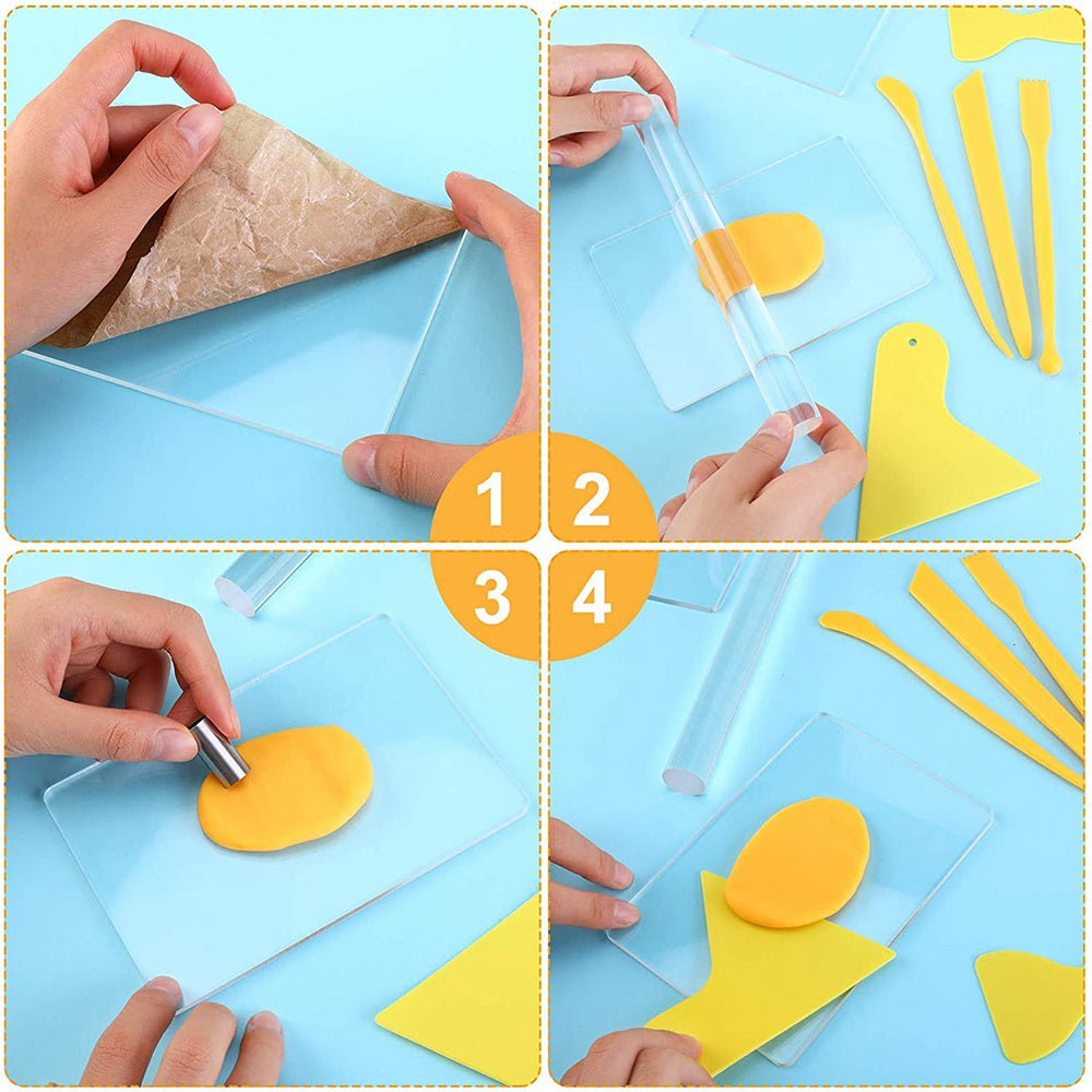 21041223 23Pcs for Home/School Ceramic Clay DIY Carving Tools Set Stainless Steel Cutter Molds Carving Knives Acrylic Sheet Scrapers
