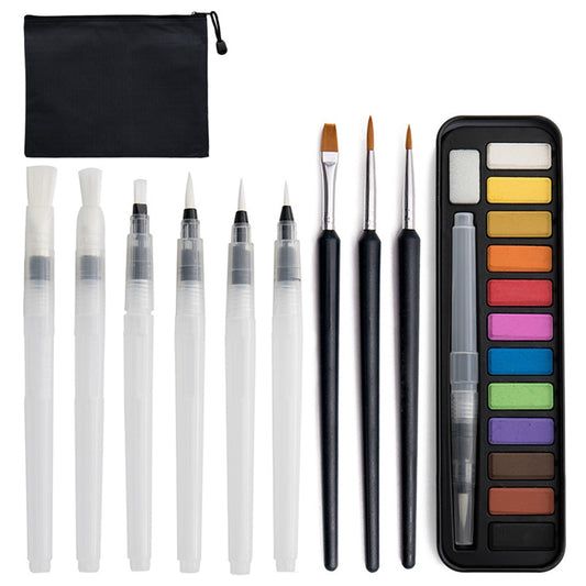 21083024 25PCS Paintbrush Kit Watercolor Paint Set 12 Colors Pigment Paste for Students, Kids, Beginners, Artists