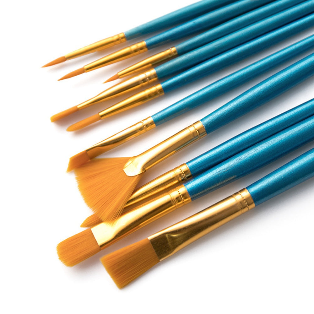 21010022 10Pcs Artists Painting Supplies Set Oil Watercolor Paint Brushes with 2x Paint Trays Palettes for Acrylic Painting
