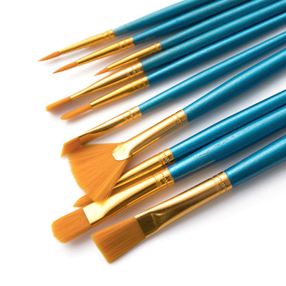 21010022 10Pcs Artists Painting Supplies Set Oil Watercolor Paint Brushes with 2x Paint Trays Palettes for Acrylic Painting