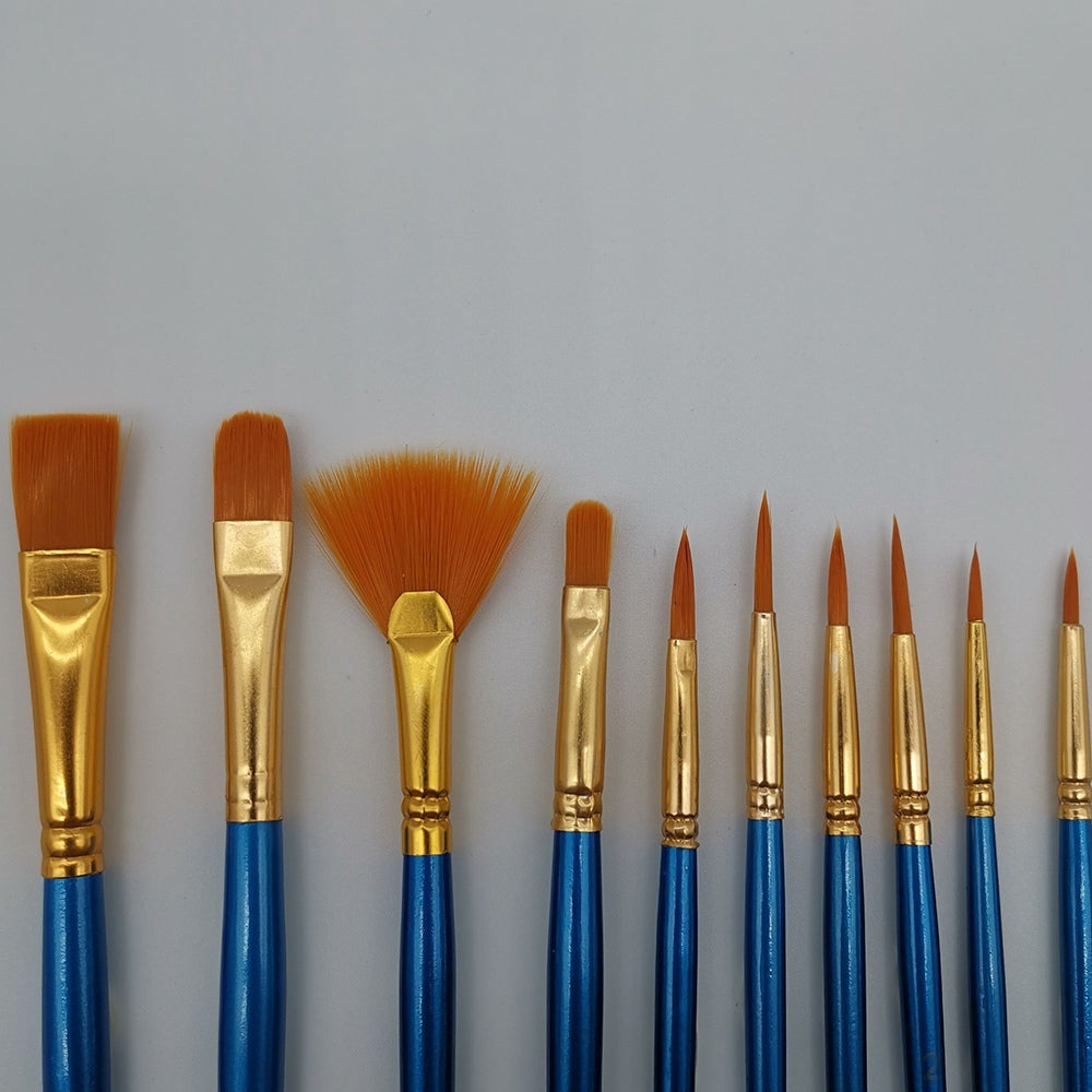 21010022 10Pcs Artists Painting Supplies Set Oil Watercolor Paint Brushes with 2x Paint Trays Palettes for Acrylic Painting