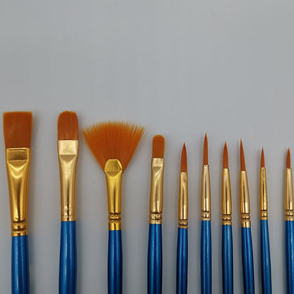 21010022 10Pcs Artists Painting Supplies Set Oil Watercolor Paint Brushes with 2x Paint Trays Palettes for Acrylic Painting