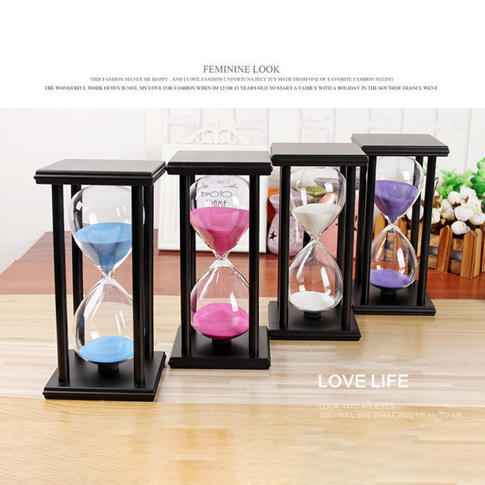 15 Minutes Sand Timer 4 Black Wooden Frames Sandglass