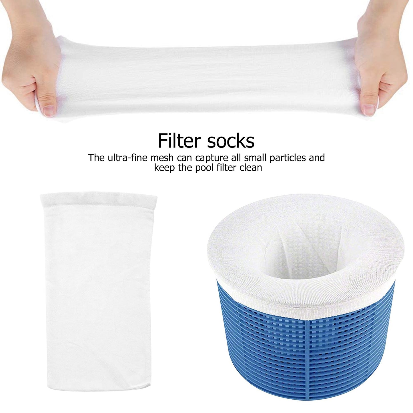 20Pcs Nylon Elastic Pool Basket Skimmer Mesh Pouch Swimming Pool Garbage Filter Socks