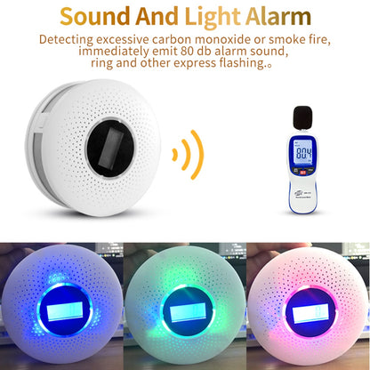 ACJ512COM Compound Type CO Gas Monitor Alarm Carbon Monoxide Smoke Detector for Home Hotel Bedroom KTV Office (English Version)