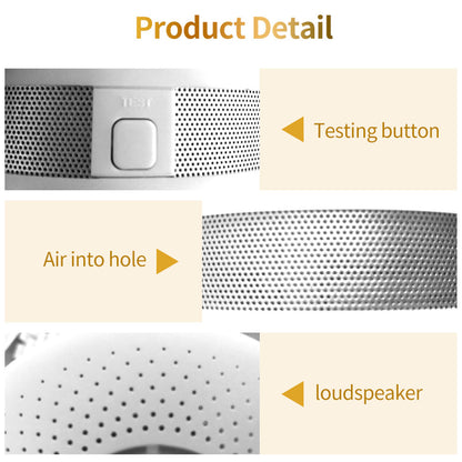 ACJ512COM Compound Type CO Gas Monitor Alarm Carbon Monoxide Smoke Detector for Home Hotel Bedroom KTV Office (English Version)