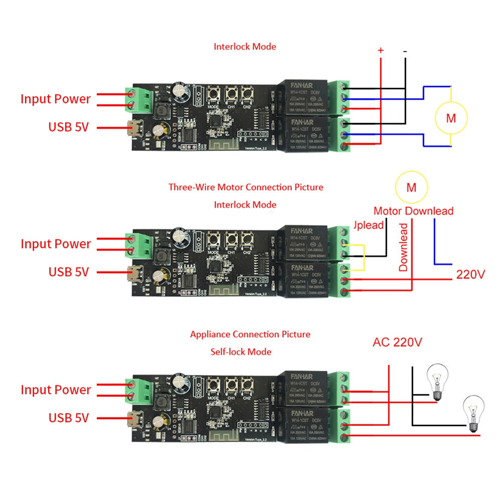 TY-DIY02 TUYA 2-Channel WiFi Smart Switch Relay Module Timing Function App Voice Remote Control for Amazon Alexa Google Assistant