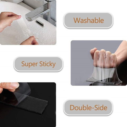 1mx30mmx2mm Nano Double-Sided Tape Multipurpose Removable Mounting Tape Adhesive Reusable Strong Sticky Wall Tape Strips Transparent Tape Poster Carpet Paste Tape