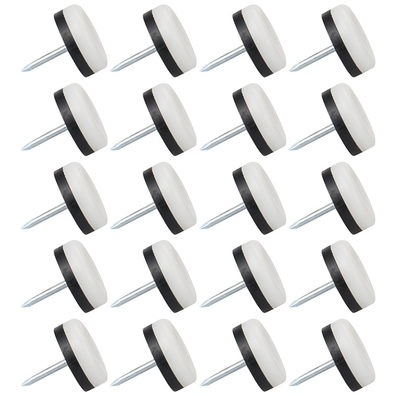 20Pcs / Set 28mm Diameter Thickened Furniture Nail-on Sliders Pads Floor Protector for Chair Table Sofa Feet Protecting Wooden Floor