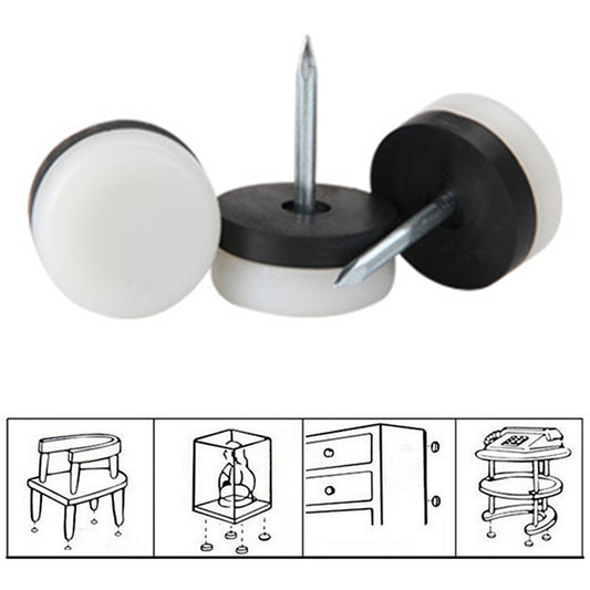 20Pcs / Set 28mm Diameter Thickened Furniture Nail-on Sliders Pads Floor Protector for Chair Table Sofa Feet Protecting Wooden Floor