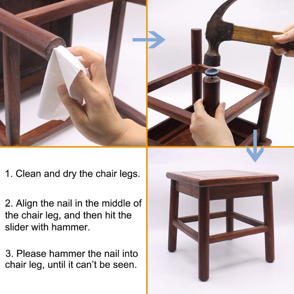 20Pcs / Set 22mm Diameter Round Furniture Sliders Nails Chair Sofa Leg Nail-on Sliders Floor Protector Pads