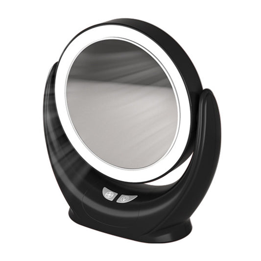 Multifunction Desktop Makeup Mirror with Dimmable LED Fill Light and Fan (No Battery)