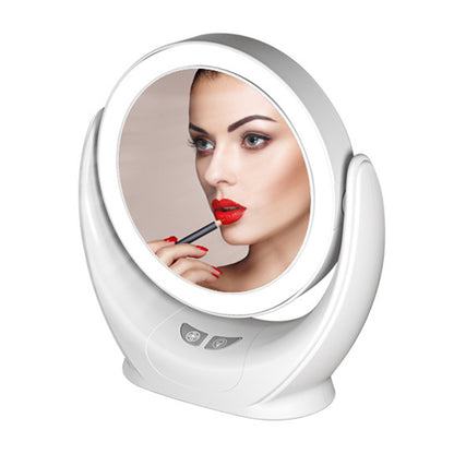 Multifunction Desktop Makeup Mirror with Dimmable LED Fill Light and Fan (No Battery)