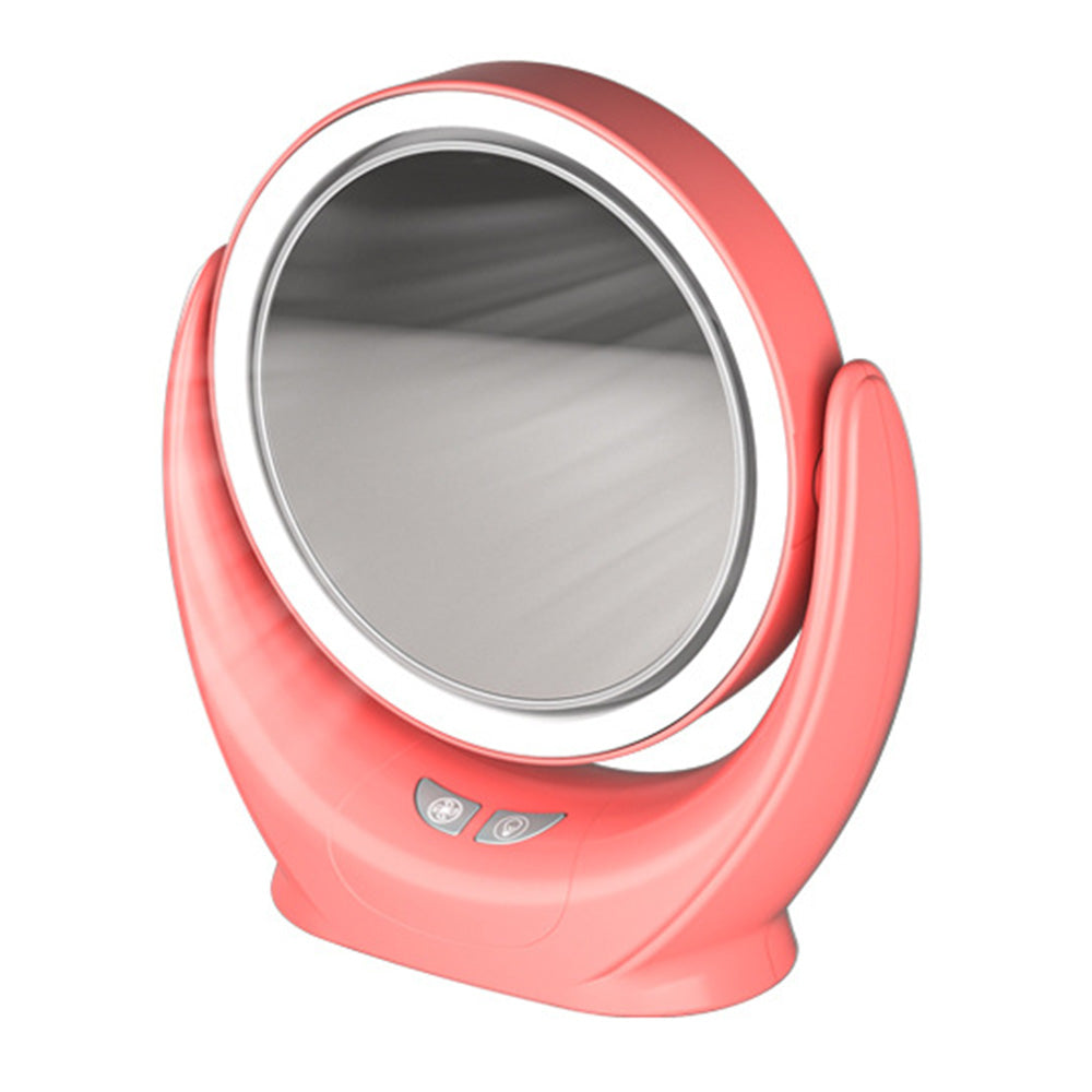 Multifunction Desktop Makeup Mirror with Dimmable LED Fill Light and Fan (No Battery)