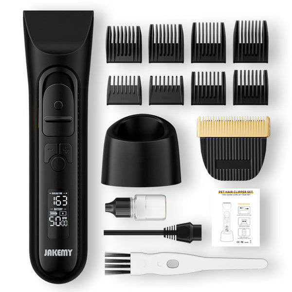 JAKEMY JM-PE02 Pet Hair Clipper Portable Cat Trimmer Electric Shaver Dog Grooming Clippers with LCD Screen