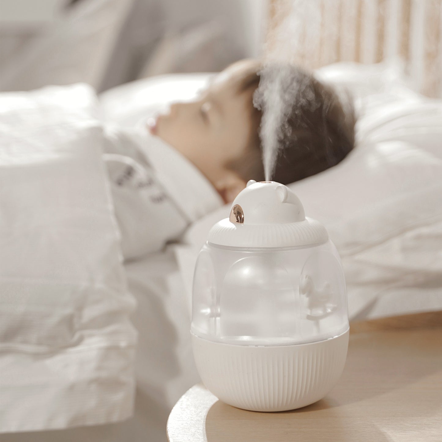 MJ010 Carousel Music Box Humidifier Rechargeable Mute Home Mist Diffuser with Night Light