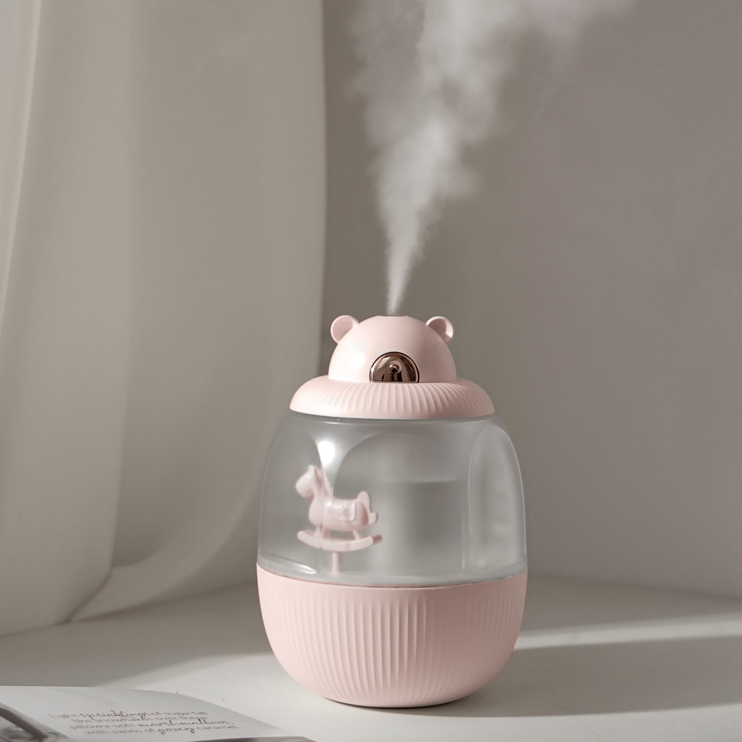 MJ010 Carousel Music Box Humidifier Rechargeable Mute Home Mist Diffuser with Night Light