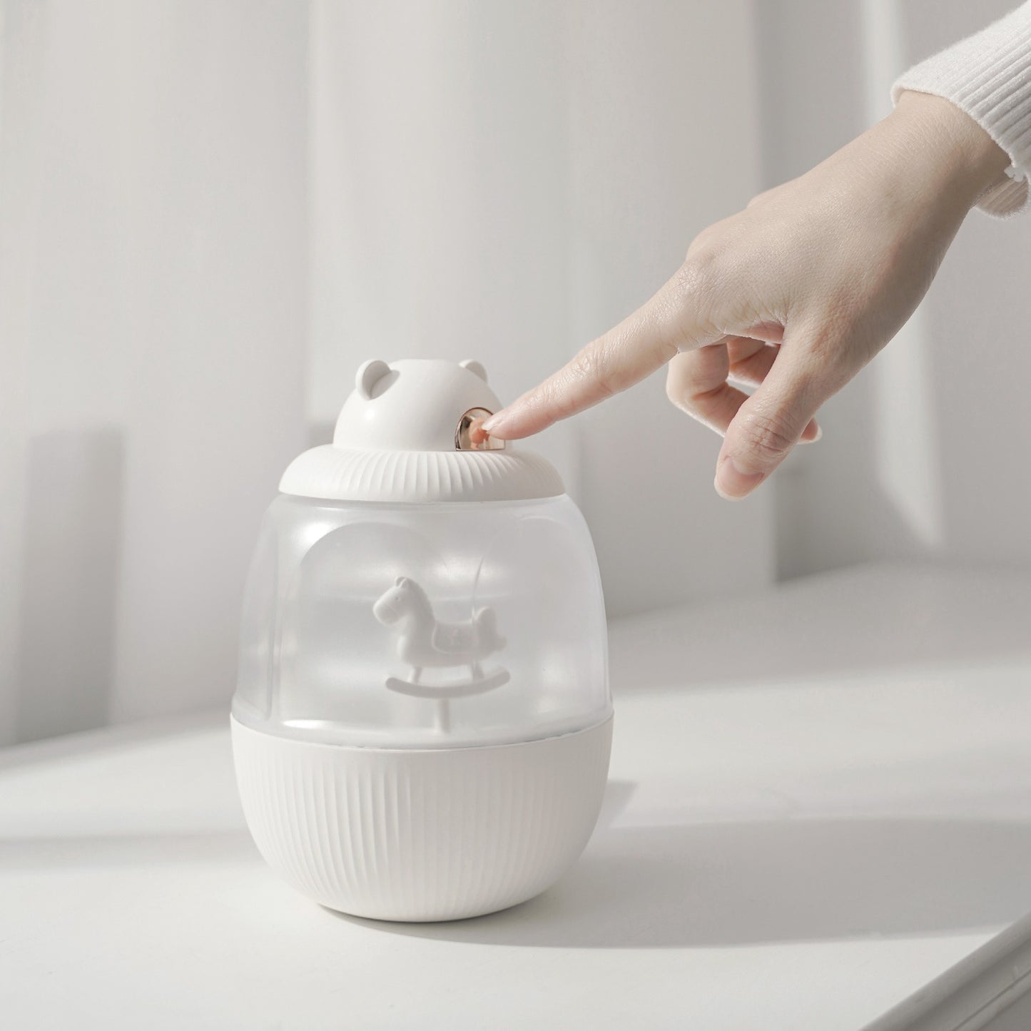 MJ010 Carousel Music Box Humidifier Rechargeable Mute Home Mist Diffuser with Night Light