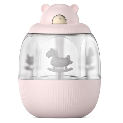 MJ010 Carousel Music Box Humidifier Rechargeable Mute Home Mist Diffuser with Night Light