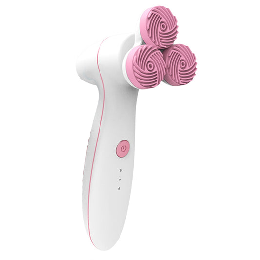 YJK036 Face Massager Cleaner Rotation 3D Texture Head Design Electric Facial Cleansing Brush Soft Silicone Face Skin Cleanser