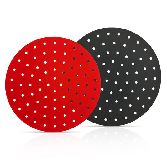 2Pcs / Set 8-inch Round Silicone Liner for Air Fryer Reusable Heat Resistant Perforated Mats Air Fryer Accessory (FDA Certificated, BPA Free)