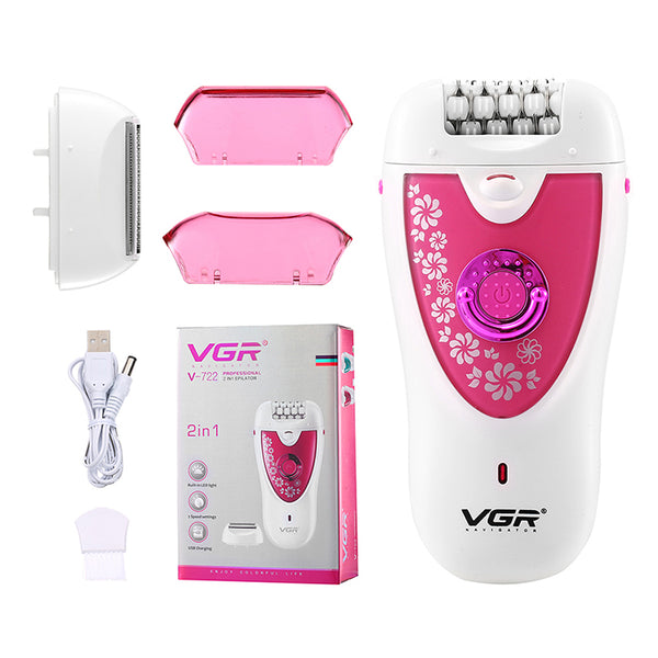 VGR V-722 3 in 1 Portable Electric Epilator Multi-function Hair Removal Machine for Face Body Leg