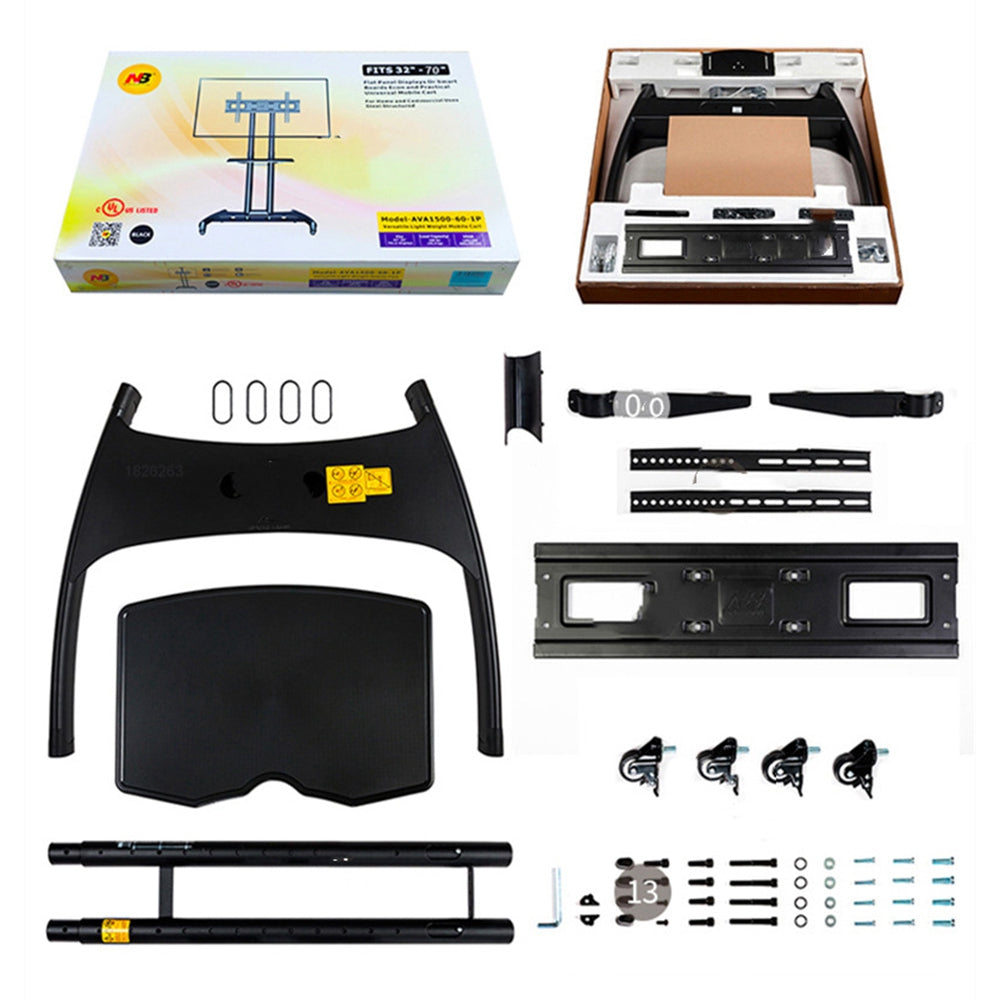 NORTH BAYOU AVA1500-60-1P Mobile TV Cart 32"-70" Flat Panel LED LCD Plasma TV Stand with Camera Tray and AV Shelf