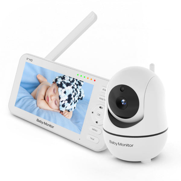 SM50B 5-inch LCD Baby Monitor Temperature Detection Lullaby 2 Way Voice Baby Security HD Video Camera