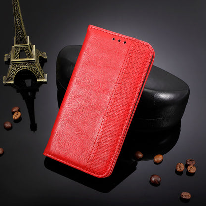 Retro Texture Anti-scratch Phone Case for vivo X80 Pro 5G, PU Leather Stand Wallet Magnetic Absorption Protective Cover