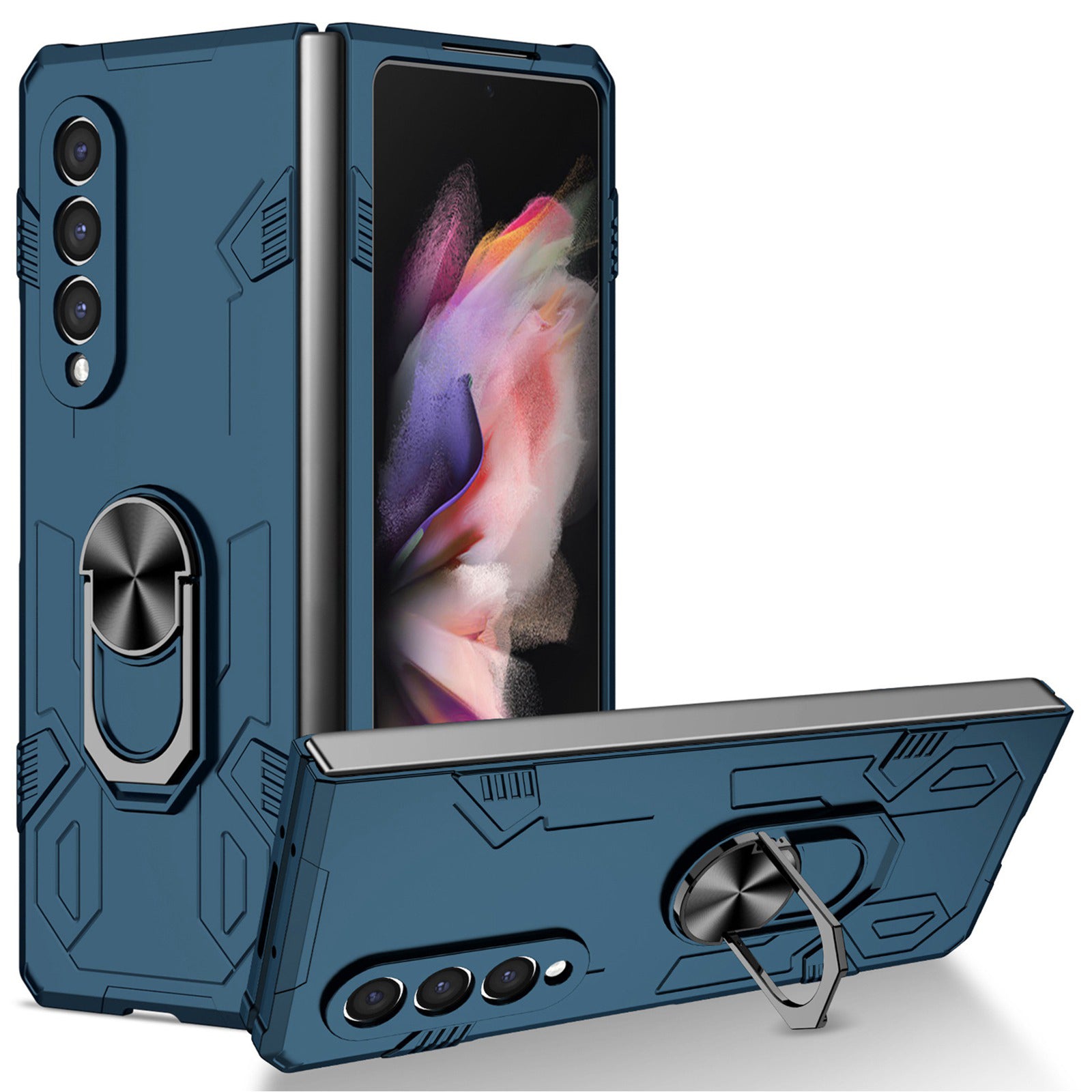 For Samsung Galaxy Z Fold3 5G Folding Phone Case PC+TPU Shockproof Kickstand Function Protective Cover