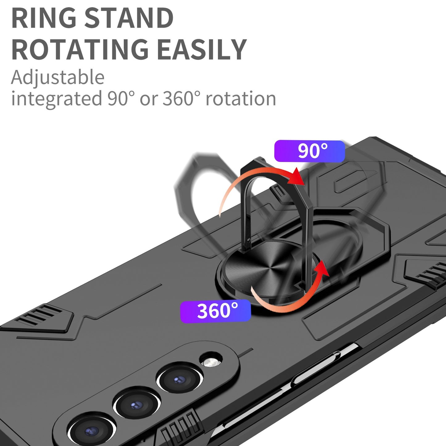 For Samsung Galaxy Z Fold3 5G Folding Phone Case PC+TPU Shockproof Kickstand Function Protective Cover