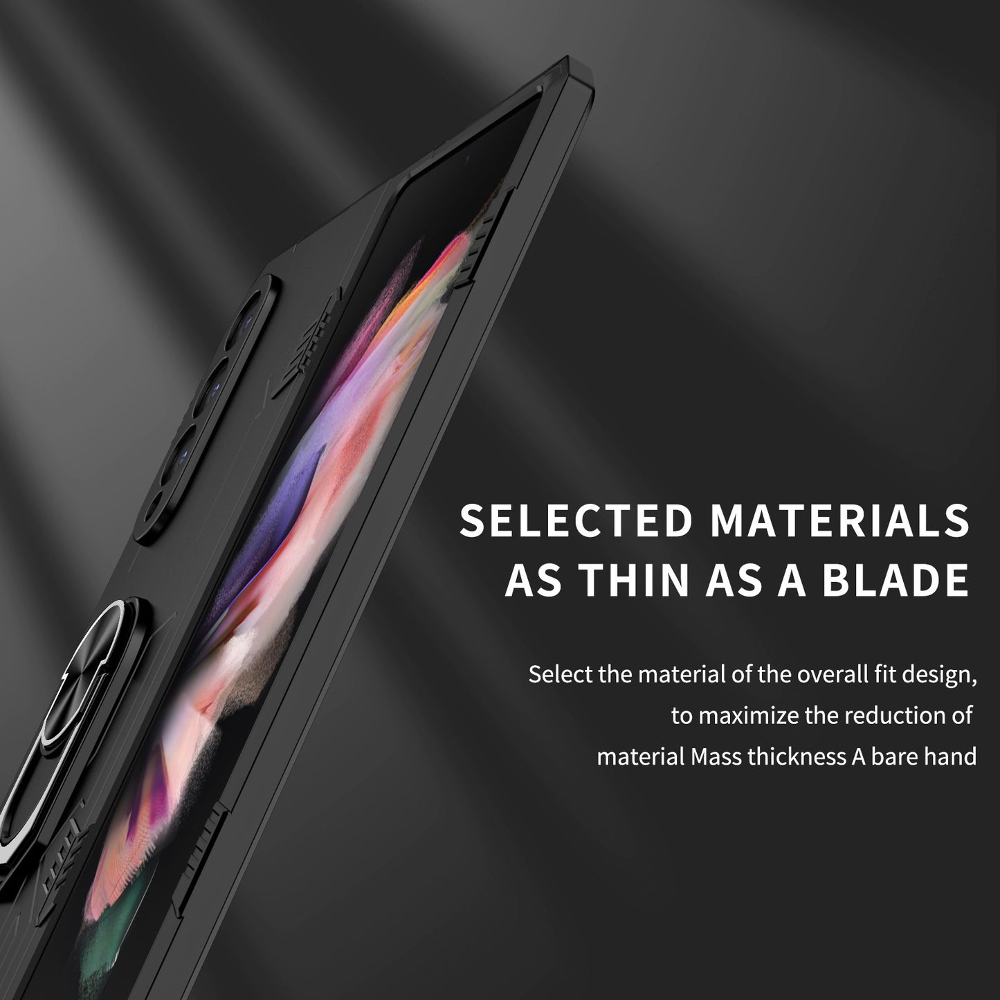 For Samsung Galaxy Z Fold3 5G Folding Phone Case PC+TPU Shockproof Kickstand Function Protective Cover