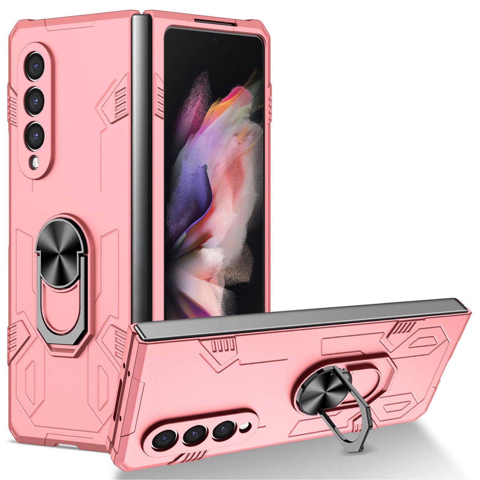 For Samsung Galaxy Z Fold3 5G Folding Phone Case PC+TPU Shockproof Kickstand Function Protective Cover